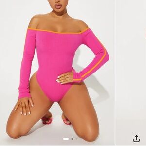Fashion Nova Pink Off-Shoulder Bodysuit